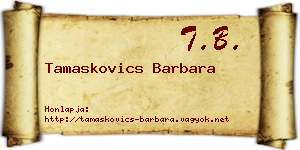 Tamaskovics Barbara névjegykártya